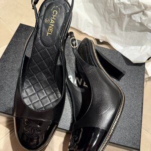 Chanel Black Slingback shoes- new- perfect condition- size 9